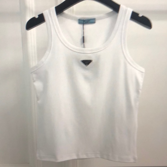 Prada White Sleeveless Tank Top - Picture 1 of 5